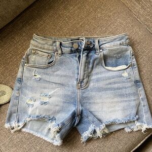 High Waist Light Blue Denim Shorts